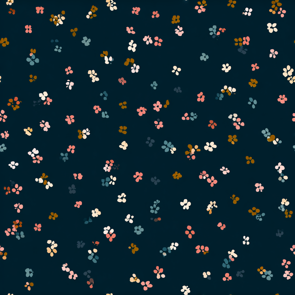 Midnight confetti field wallpaper with flower pattern.