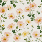 Floral wallpaper with light pink daisies by unknown vendor in a watercolor style pattern.
