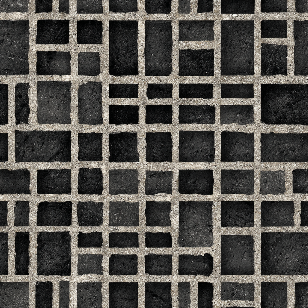 Black gridstone vault wallpaper with a geometric pattern and textured surface.
