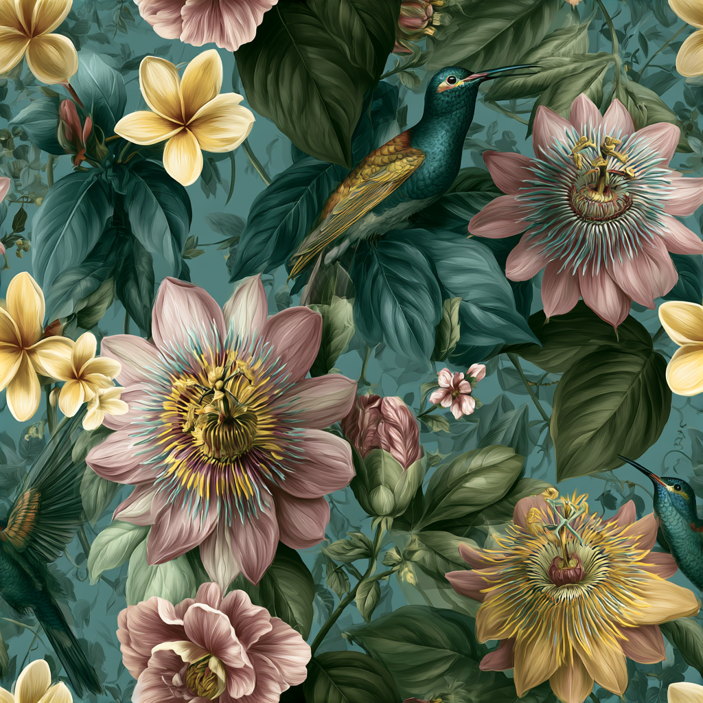 Hummingbird Passifloria Wallpaper