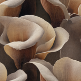 Beige and brown floral wallpaper with a textured canvas effect.