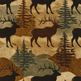 Elkford Range wallpaper with a repeating elk and forest pattern.