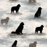 Dog-patterned wallpaper by Shadowmere Bay, showcasing black and gray Newfoundland dogs against a textured, abstract sky background.
