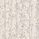 Winterling Stems wallpaper with thin, vertical floral sprigs in a neutral color palette.