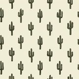 Sonoran Stillness Wallpaper with cactus pattern against a light yellow background.