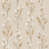 Willowmere wallpaper with dried floral pattern on a beige background.
