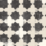 Iron Gate Wallpaper with a geometric star pattern, textured and patterned in dark gray and off-white.