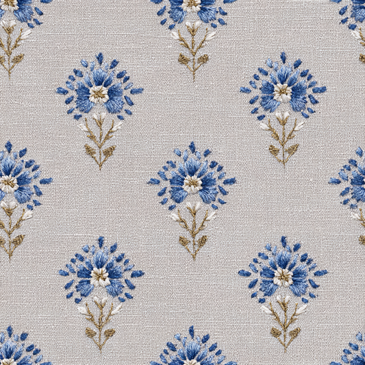 Blue Embroiderie Wallpaper