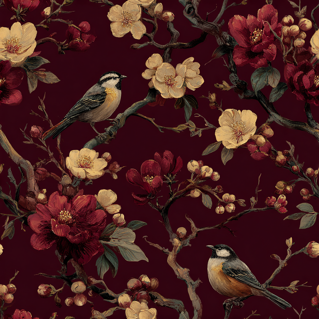 Vermillion Songbirds Wallpaper