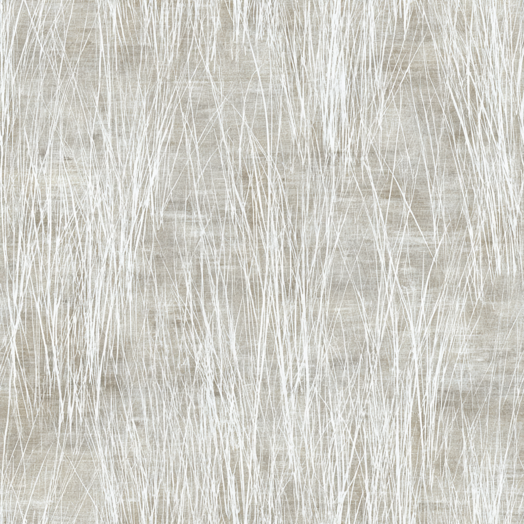 Beige wallpaper with white grass pattern.