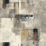 Neutral-toned Ghost Grid wallpaper from Brewster Wallcovering, featuring abstract geometric blocks and a textured, distressed finish.