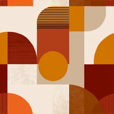 Abstract Solara Wallpaper with geometric shapes and a mid-century modern pattern.