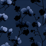 Moonlit Reverie Wallpaper with a dark blue floral pattern.