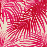 Pink flamingo mirage wallpaper with tropical leaf pattern.