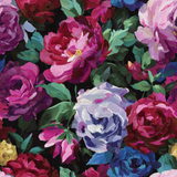Floral rouge peony wallpaper with a colorful botanical pattern.
