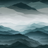 Blue Smokestone Range wallpaper with forest mountain range and muted color gradient.
