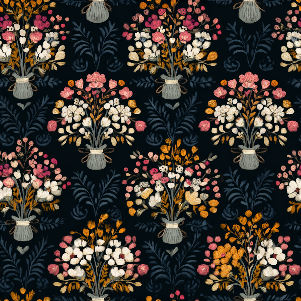 Posy in a Pewter Jug Wallpaper