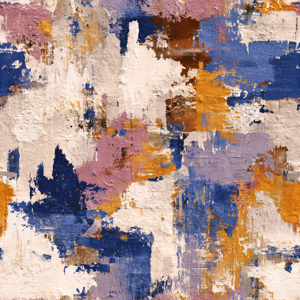 Colorful Marseille Atelier Wallpaper with blue, yellow, pink and white abstract brushstrokes.
