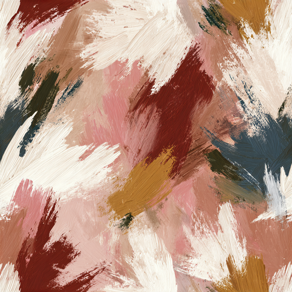 Abstract brushstroke pattern wallpaper with white, pink, and brown hues.
