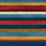 Striped wallpaper with red, beige, and blue bands, textured.