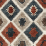 Tapestry style wallpaper in red rock by [Vendor name] featuring diamond pattern with geometric floral accents.