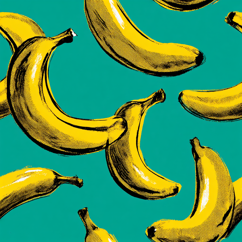 Yellow banana pattern wallpaper with velvet peel effect.
