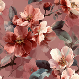 Petaline Nocturne Wallpaper with floral pattern in pink and red hues.