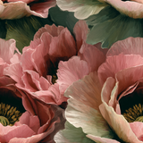 Blush Reverie wallpaper with a floral pattern, in painted style.
