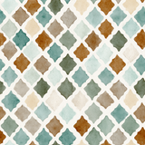 Tonal kasbah dust wallpaper with a diamond lattice pattern, painted in watercolor style.