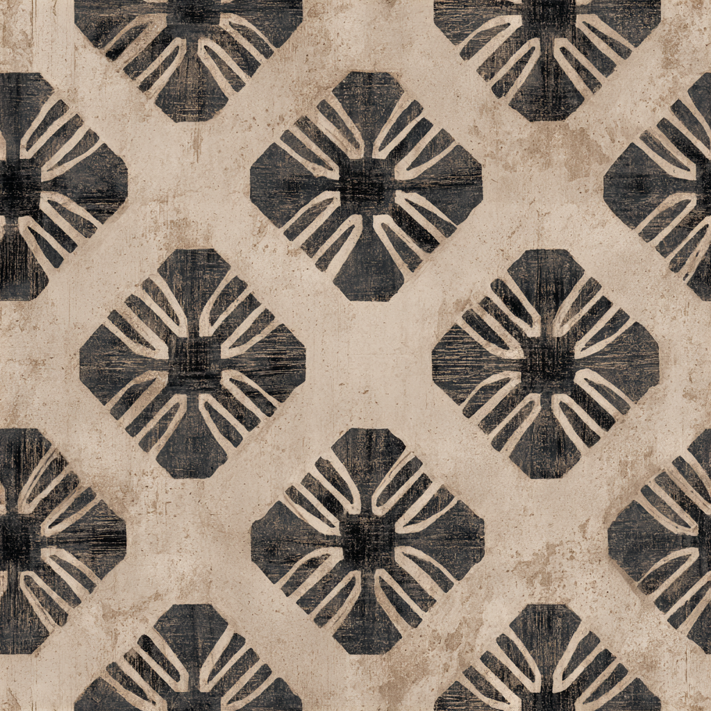 Patterned Blackthorn Mesa wallpaper with alternating diamond tile design and textured surface.