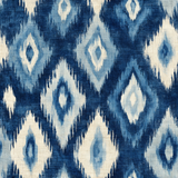 Indigo mirage wallpaper with a diamond ikat pattern texture.