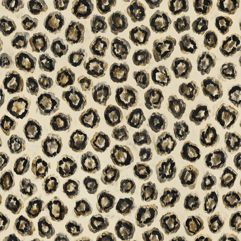 Ferox Marks wallpaper with a leopard print pattern in shades of brown and black.