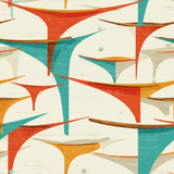 Abstract orange and teal wallpaper with geometric pattern texture.