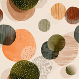 Abstract wallpaper with circles and dots in earthy, muted tones.