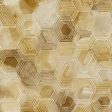 Golden hive wallpaper with watercolor effect and white line detailing.