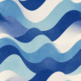 Blue wave pattern wallpaper with stippled texture.
