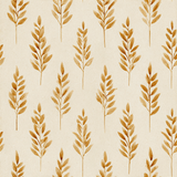 Beige botanical wallpaper with sheaf pattern, featuring watercolor-style golden wheat stalks.