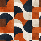 Abstract curve wallpaper with orange, brown, beige, and navy pattern.