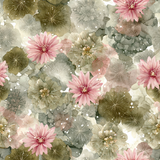 Floral desert bloom cactus wallpaper featuring pink and green watercolor flower pattern.