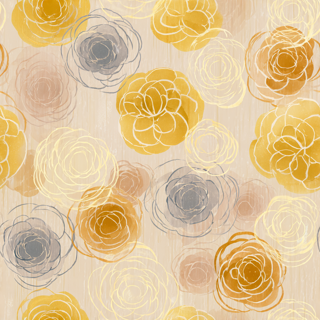 Gilded Camellia Drift Wallpaper