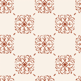 Copper rosette field wallpaper with a hand-painted floral pattern.