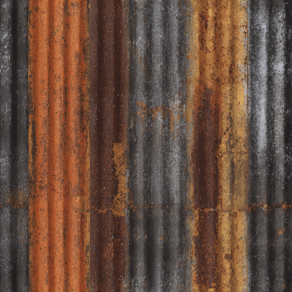 Ironvale wallpaper featuring a rusted metal pattern texture.
