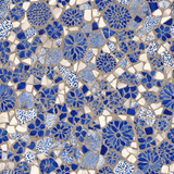 Blue floral wallpaper with fragment pattern.