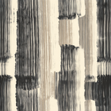 Black and beige wallpaper with vertical brushstroke pattern detail.