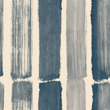 Blue and gray striped wallpaper from Fjord Line, with a painted brushstroke effect and textured pattern.
