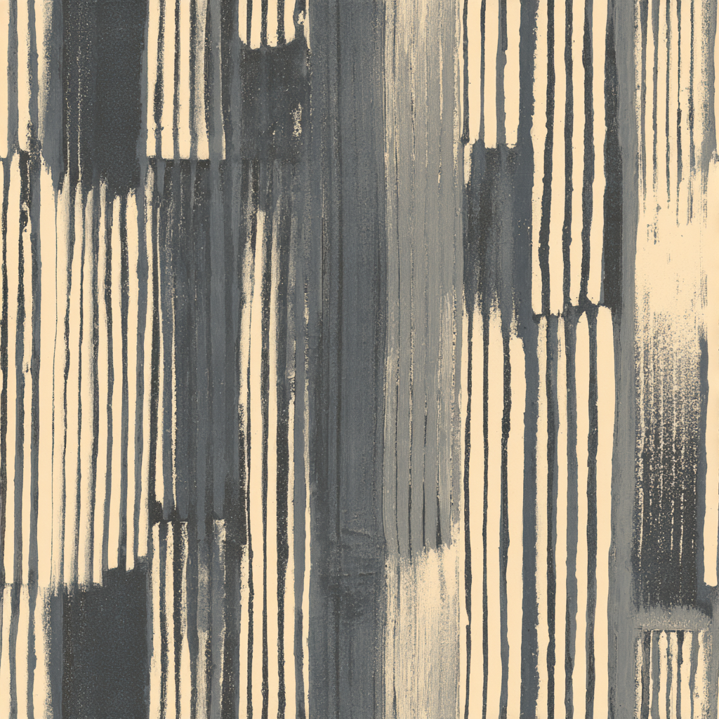 Gray charstone wallpaper with vertical stripes and block pattern.