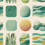Tidal Array Wallpaper with abstract shapes on a textured, off-white background.