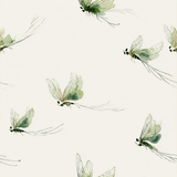 Willowborne Flies Wallpaper with insect pattern and light watercolor design.