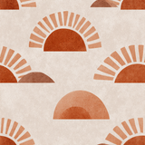 Abstract terracotta wallpaper with half circle patterns.