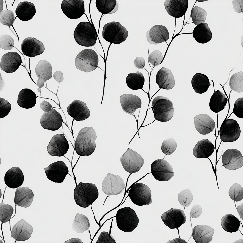 Ashgrove Wallpaper with eucalyptus leaf pattern.